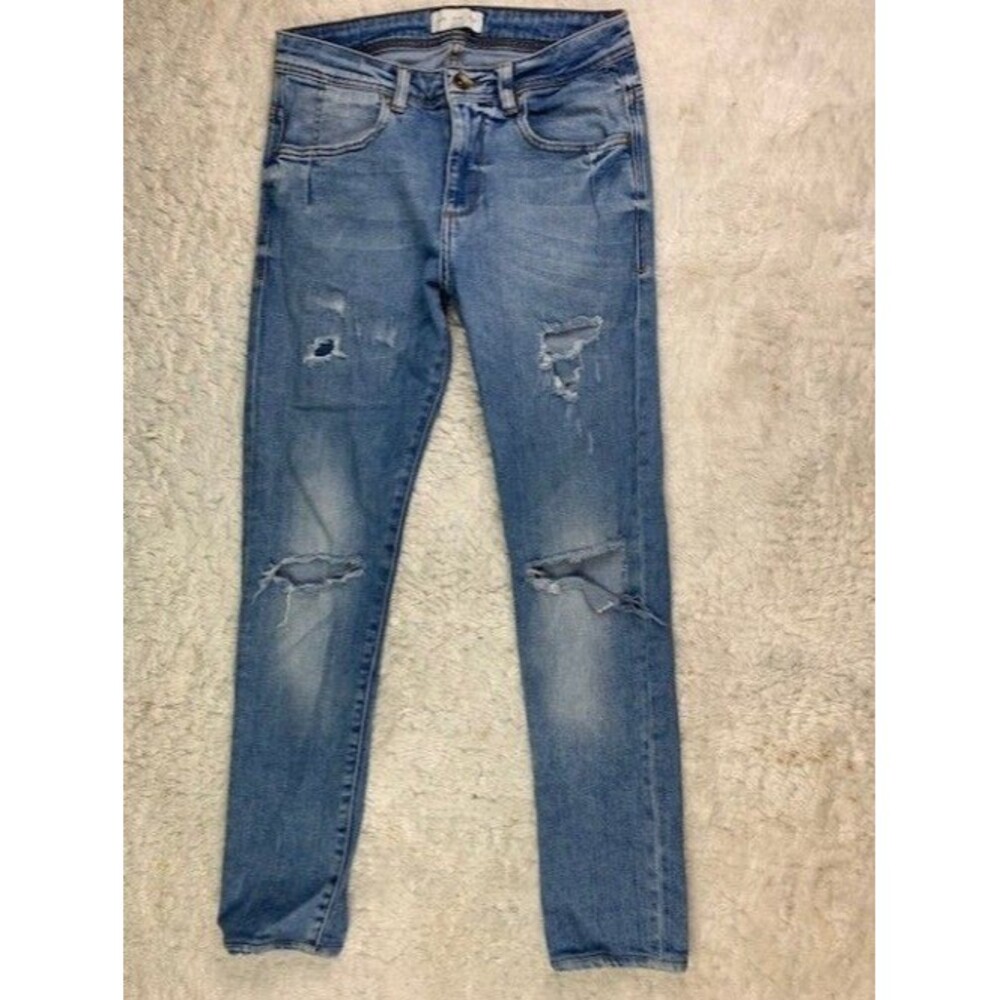 Zara Man Size 30 Mens Jeans Distressed Skinny Light Wash